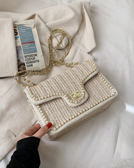 Beliebte Perlen Strohtasche