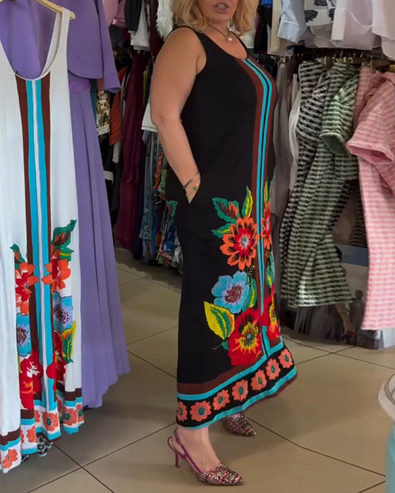 Kleid Ärmellos Bedruckt Oversized