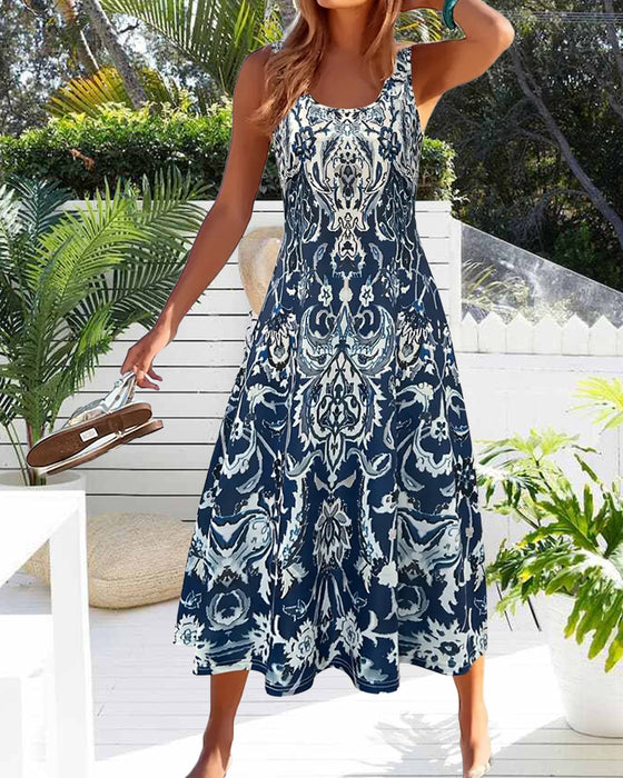Kleid Urlaub ärmellos modischer Druck