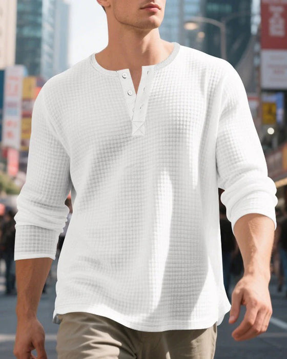 Top Herren Einfarbig Langarm