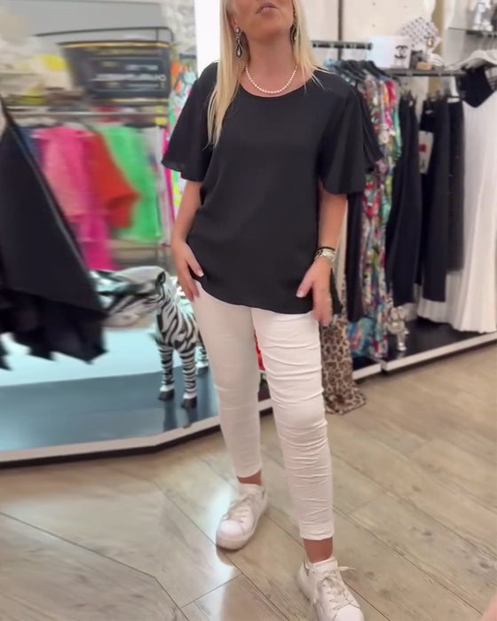Bluse Rundhalsausschnitt Einfarbig