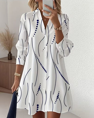 Kleid Wellenförmiger Schoß Hemd