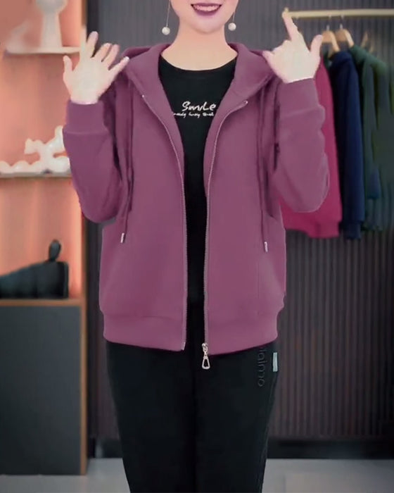Sweatshirt Mit Kapuze Reißverschluss Locker