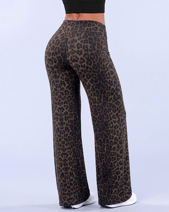 Hose Damen Leopardenmuster Weites Bein Athletic