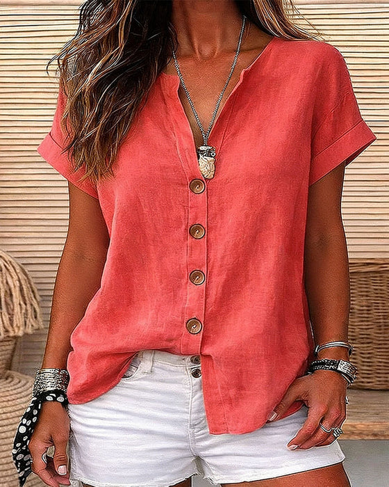 Hemd V-Ausschnitt Einreihig Kurzarm