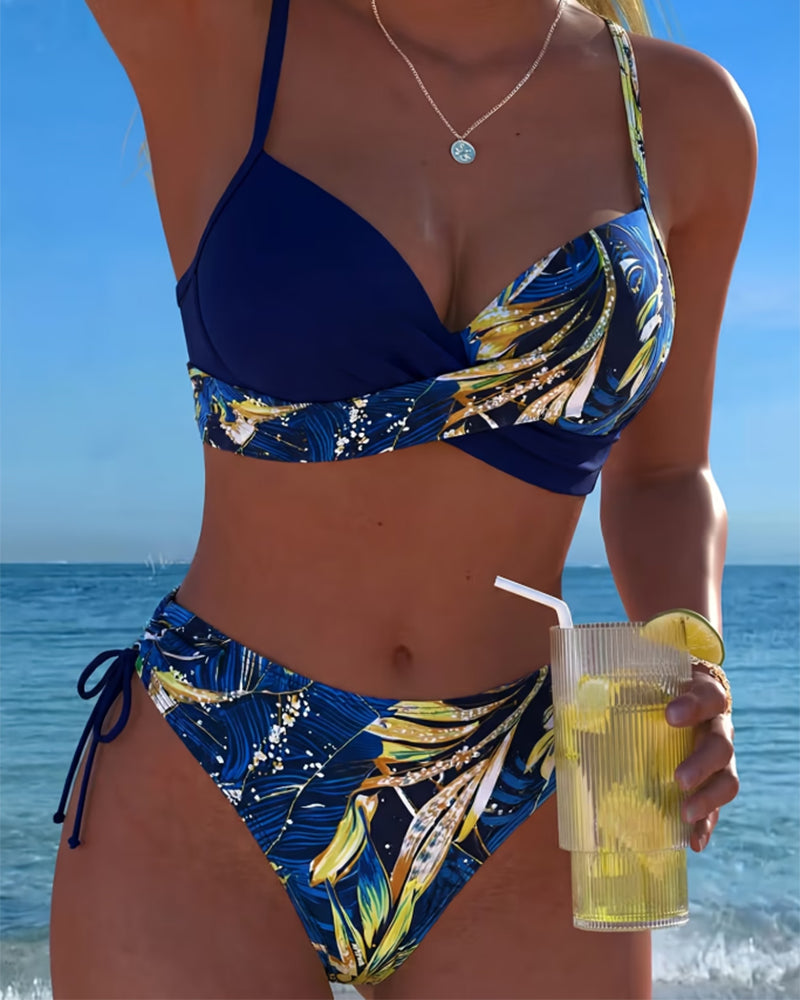 Bikini Tropischer Print Seitenbindung Sexy