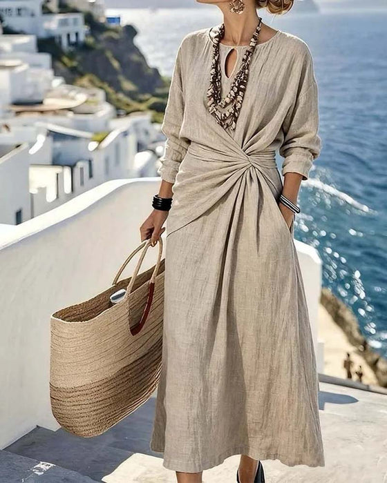 Kleid Hollow Out Seite Twist Knoten