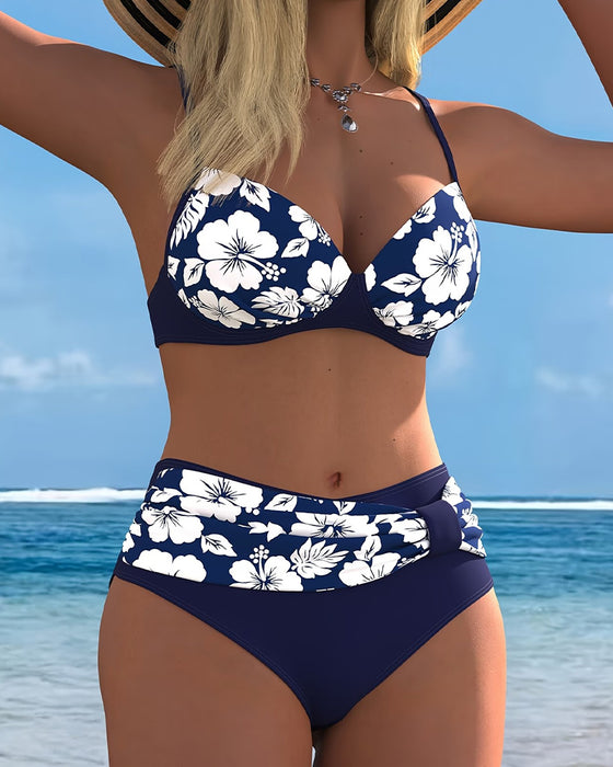 Bikinis Hibiscus Print Zweiteilig