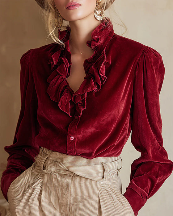 Top Mit Rüschen Detail Und Puffarm Design