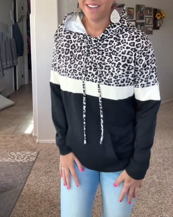 Sweatshirt lässig Leopardenmuster mit Kapuze