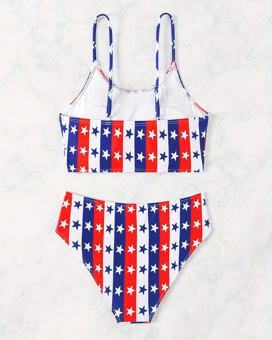 Bikini Sterne Und Streifen Druck