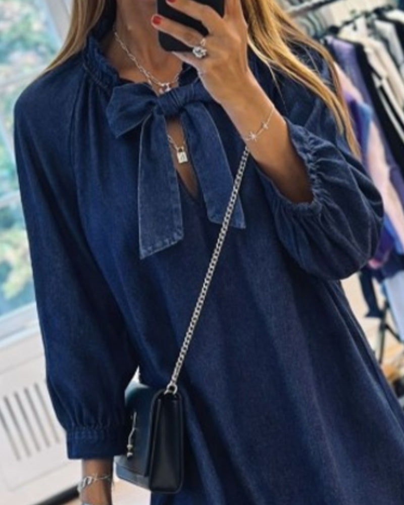 Kleid Denim Schleife 3/4-Arm