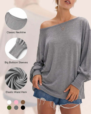 Oberteil Off-Shoulder Laternenärmel Langarm