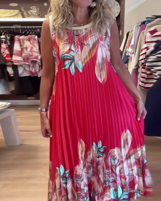 Kleid lässig ärmellos floral plissiert