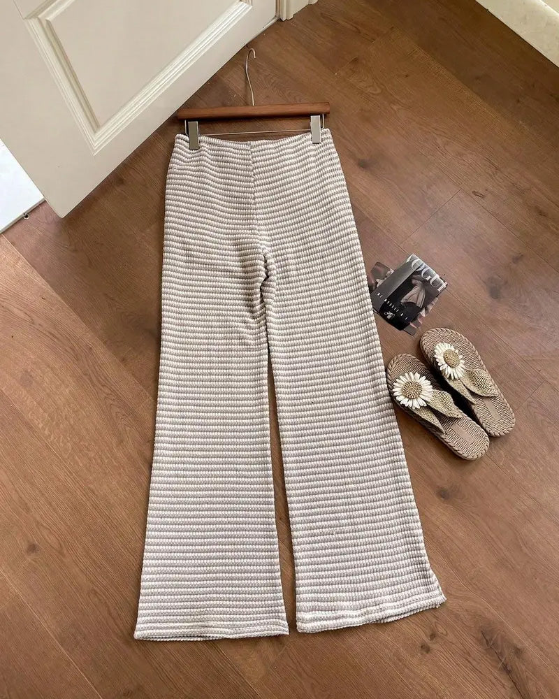 Hose Hohe Taille Gestreift Lässig