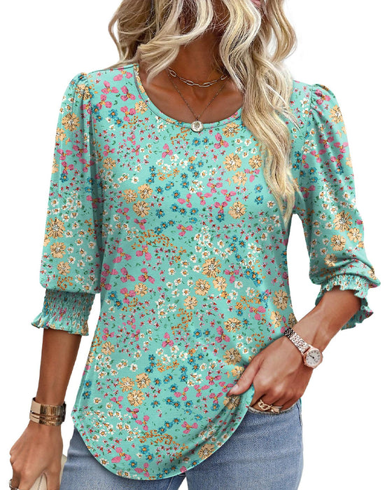 Bluse Puffärmel Bedruckt