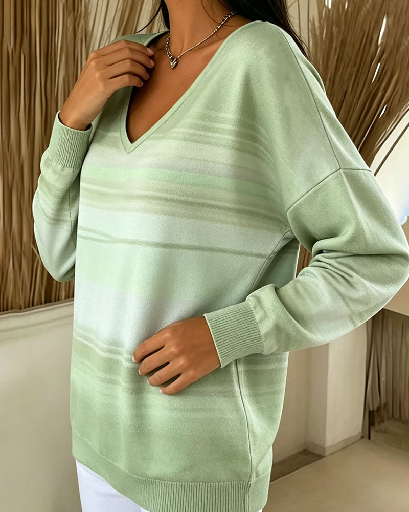 Sweatshirts V-Ausschnitt Langarm Ombre