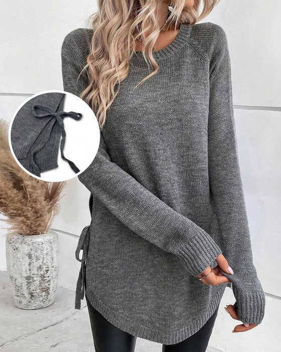 Pullover Mit Raglanärmeln Und Knoten-Seiten-Design