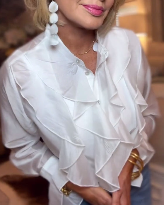 Bluse elegant einfarbig gerüscht