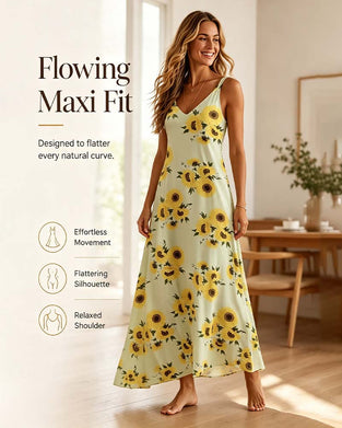 Kleid Lang Druck Spaghettiträger