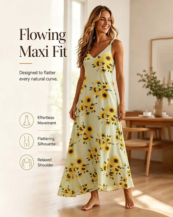 Kleid Lang Druck Spaghettiträger