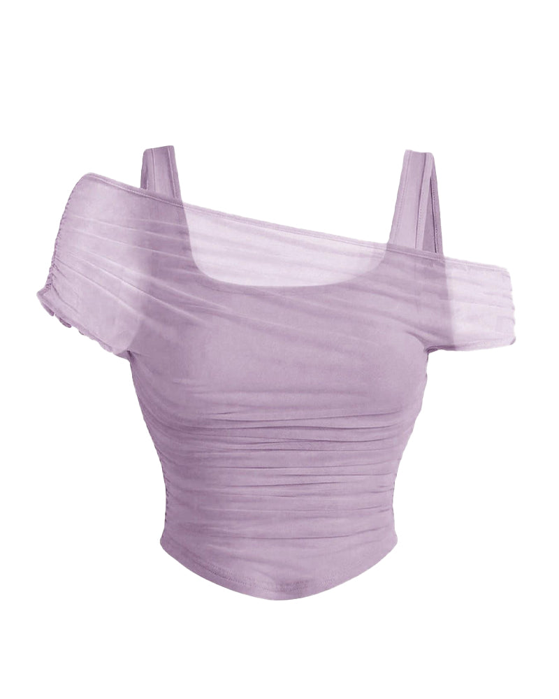 Bluse Netz Rüsche Cami
