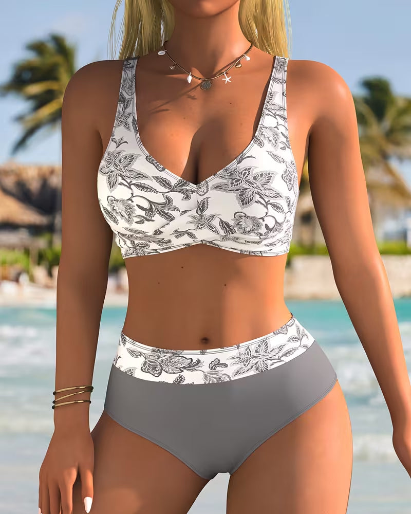 Bikini Blumendruck Hoch Tailliert