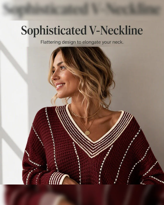 Pullover Sweater Lässig Loose Fit Streifen