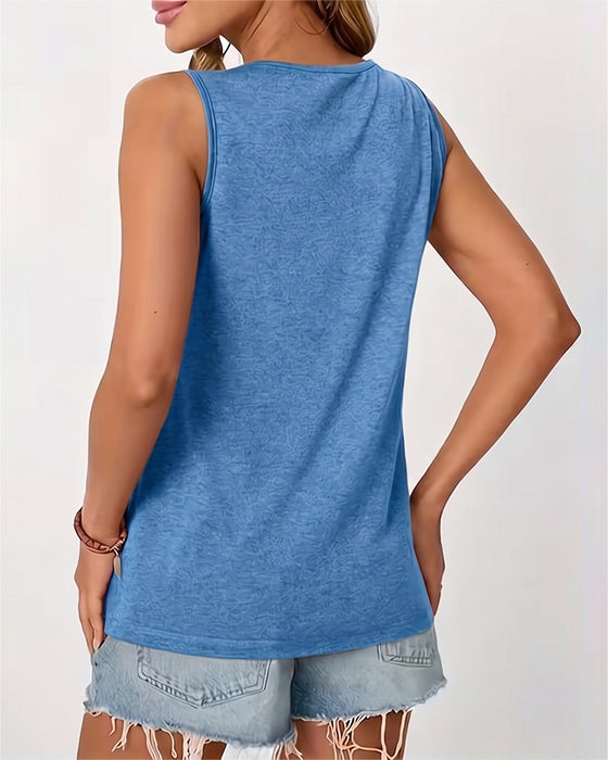 Tanktop Einfarbig U-Ausschnitt Plissiert