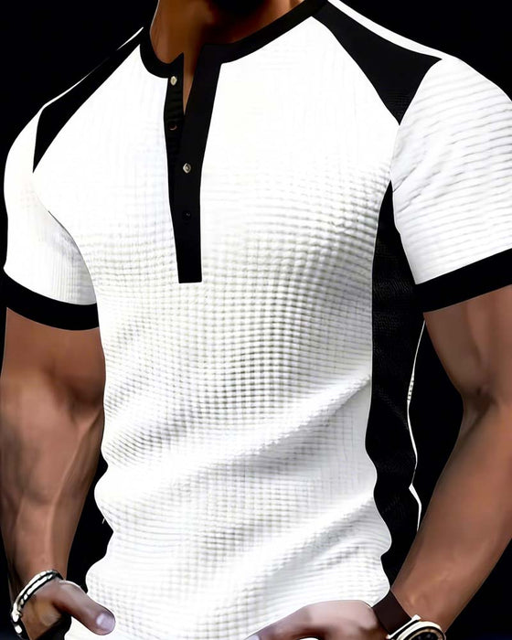 T-Shirt Herren Farbblock Waffel
