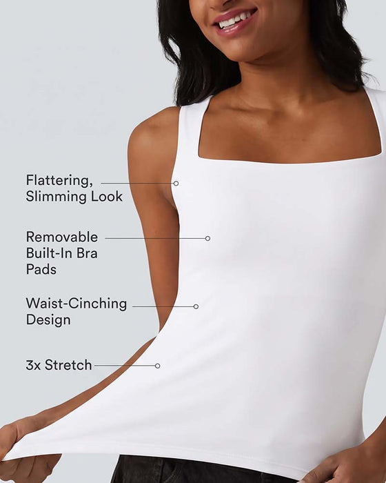 Tank Top Uni Farbe Viereckiger Ausschnitt Integrierter Bh