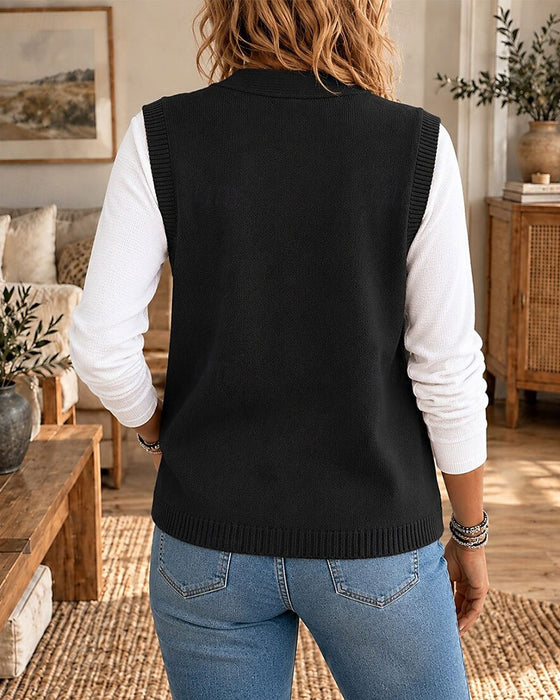 Weste Ärmellos V-Ausschnitt Pullover