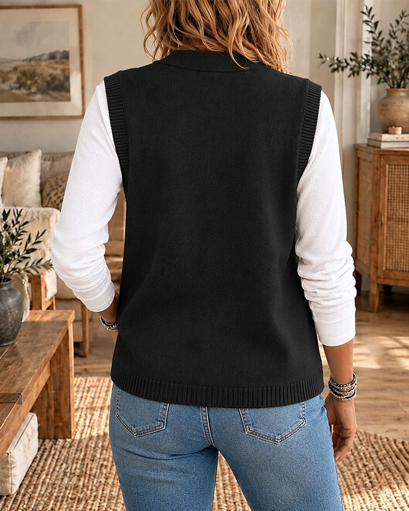 Weste Ärmellos V-Ausschnitt Pullover