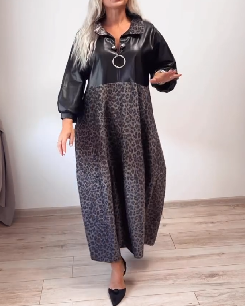Kleid mit Leopardenprint und Patchwork
