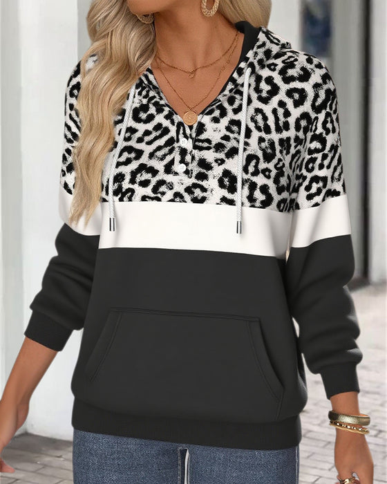 Sweatshirt lässig Leopardenmuster mit Kapuze