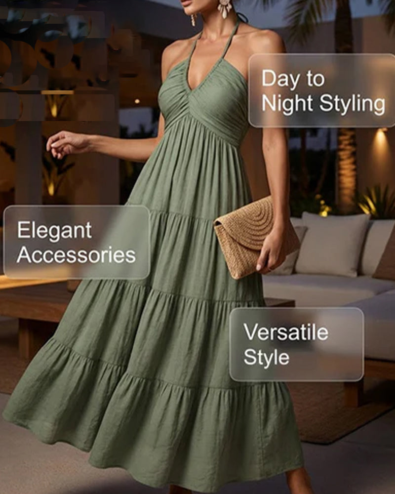 Kleid Neckholder Bandeau Mehrlagige Rüsche
