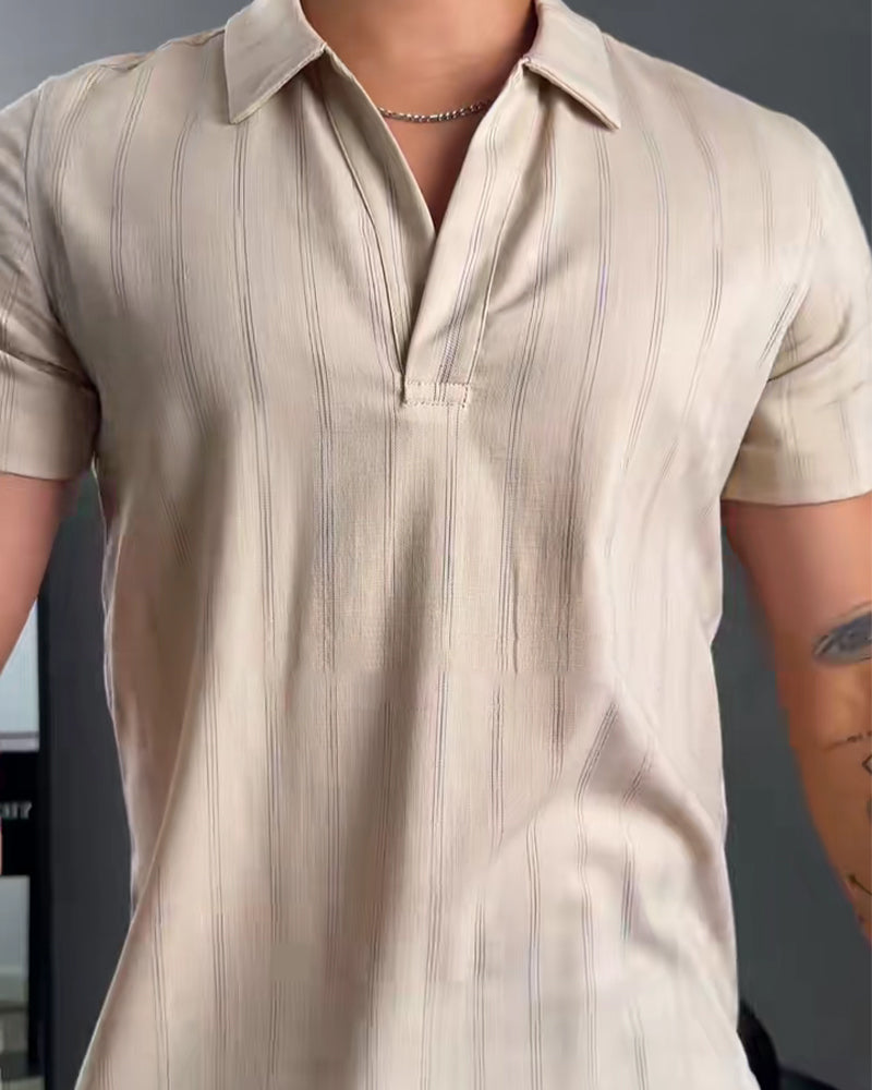 Geripptes Lässiges Herren-Polokragen-T-Shirt
