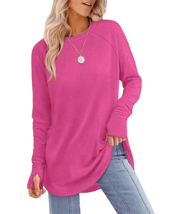 Rundhalsausschnitt Raglan Colorblock Langarmshirt