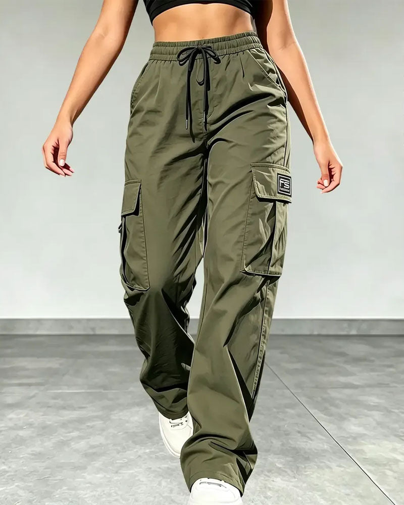 Hose Elastische Taille Kordelzug Tasche Cargo