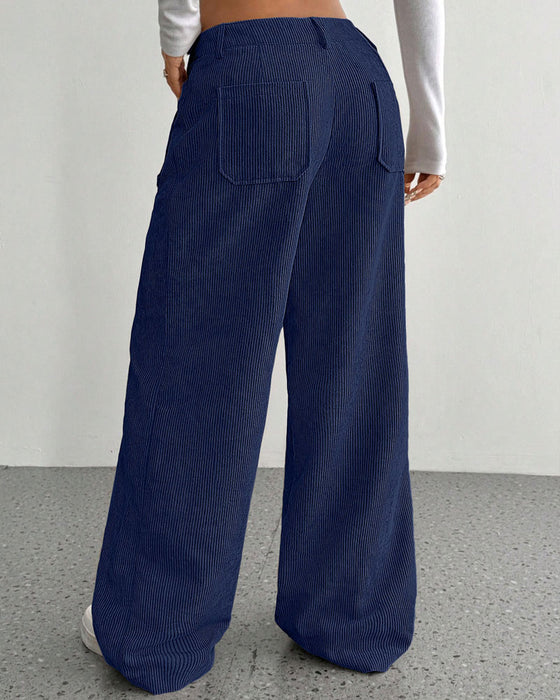 Hose Vorne Hinten Tasche Einfarbig Gerades Bein Lang