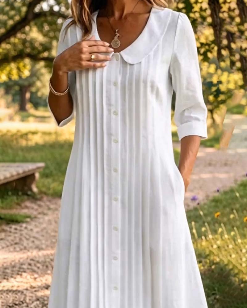 Kleid Plissiert Dreiviertelarm