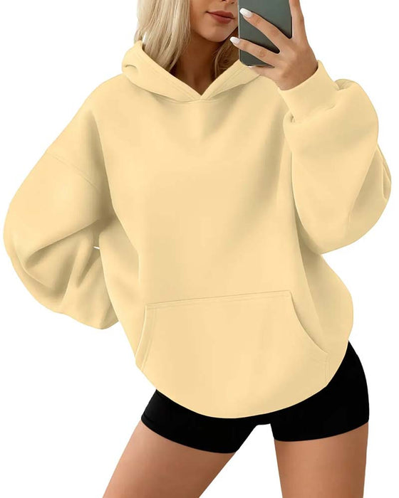 Hoodie Unifarbe Langarm Lässig