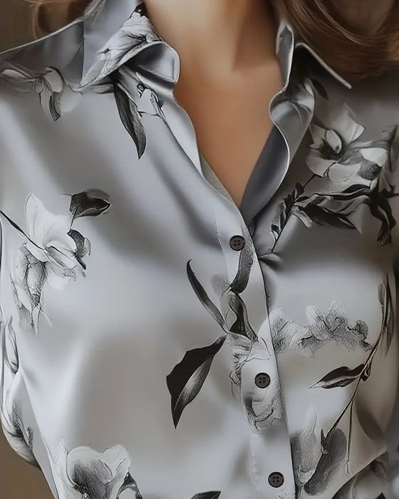 Hemd Retro Stil Blumenprint