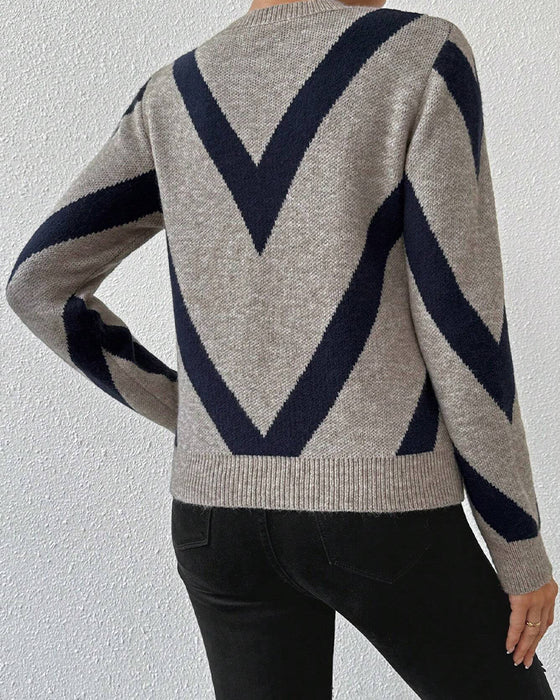 Pullover Mit Geometrischem Muster Und Rundhalsausschnitt Merkmalen