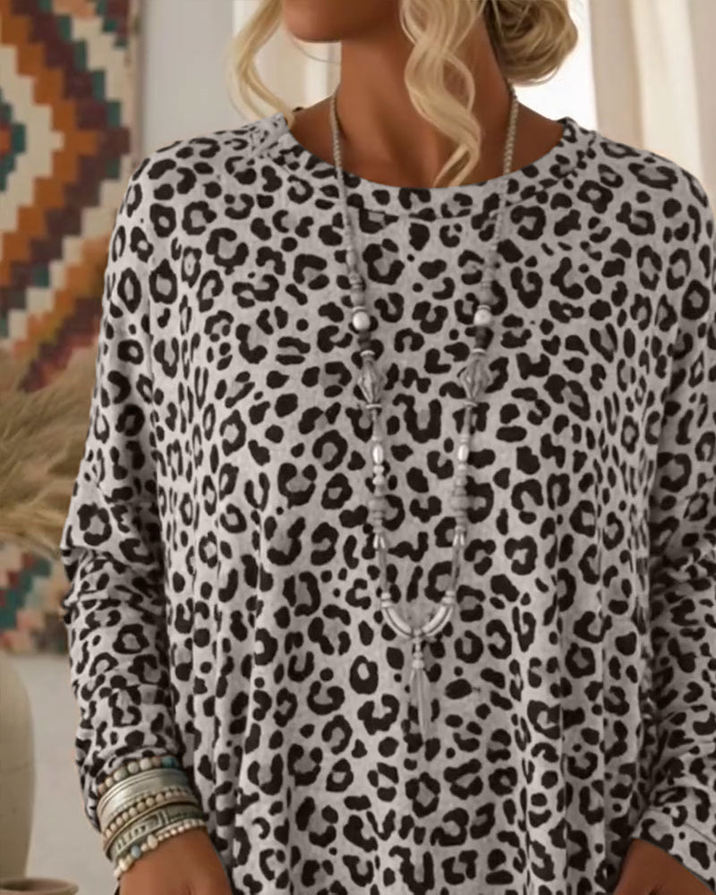 Top mit Leopardenprint und Rundhalsausschnitt