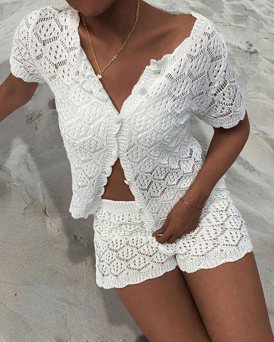 Set Cutout Crop Top und Shorts