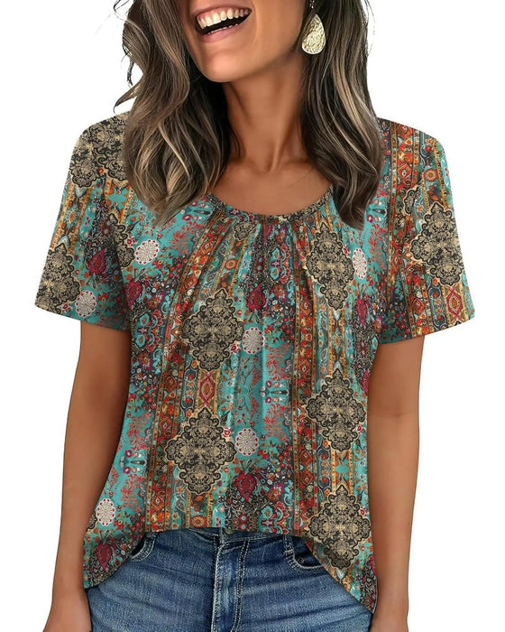 T-Shirt Vintage Plissiert Kurzarm