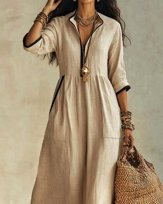Kleid Mandarin Kragen Lässig