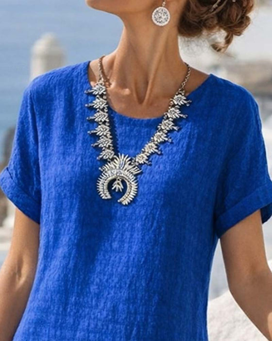 Kleid Kurzarm Schlitz gerade