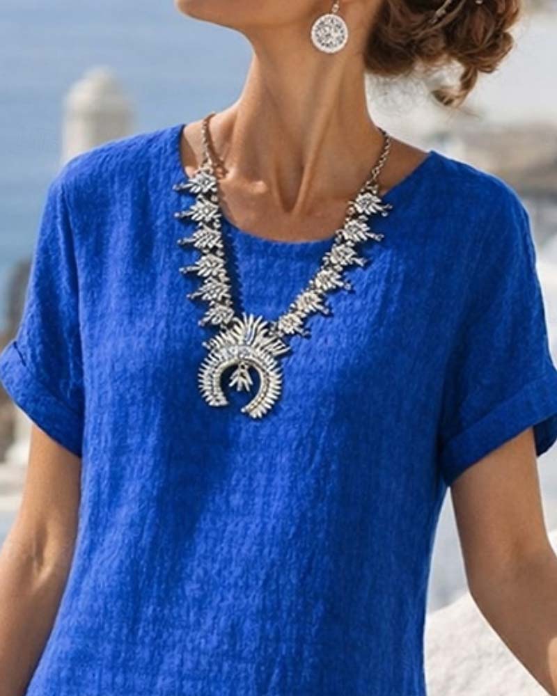 Kleid Kurzarm Schlitz gerade